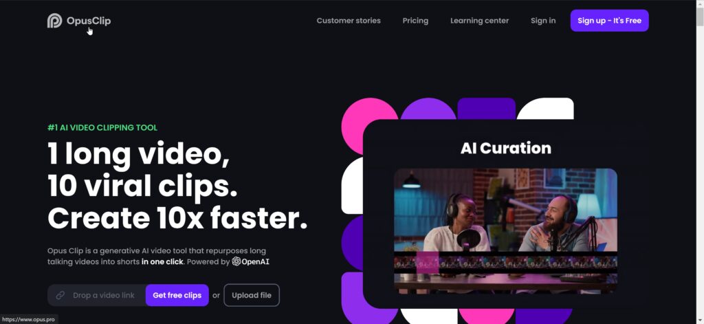 opusclip_homepage